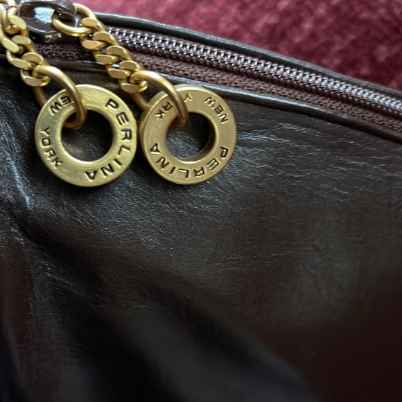 Vintage Perlina leather bowler style handbag with dust bag - Picture 5 of 10